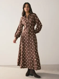 - Printed Long Sleeve Shirt Dress*Next