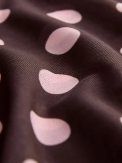 Chocolade Bruin/Roze met stippen - Top met lange mouwen, gerimpelde zijkanten en mesh*Next New