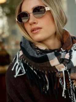 Chocolade Zwart/Wit Ruit - Halfzware sjaal*Next Discount