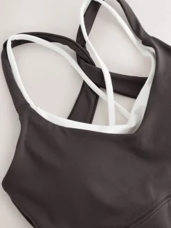 Chocoladebruin - Active Power Double Layer Cross Back Sports Bra*Next Discount
