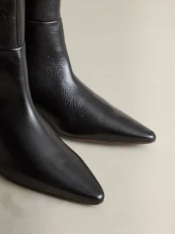 - Crinkle Effect Leather Signature Underset Heel Knee High Boots*Next Outlet