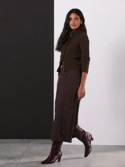 Chocoladebruin - Denim midikokerrok*Next Online