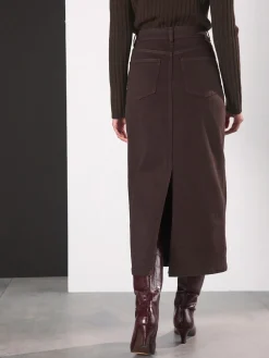 Chocoladebruin - Denim midikokerrok*Next Online