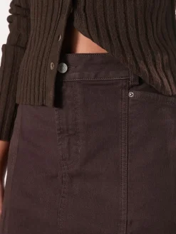 Chocoladebruin - Denim midikokerrok*Next Online