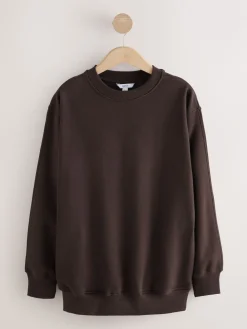Chocoladebruin - Essentials sweatshirt met relaxte pasvorm, lange snit en zakken*Next Discount