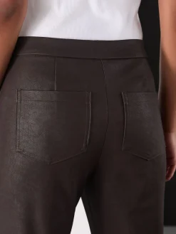 Chocoladebruin - Faux Leather Flared Trousers*Next