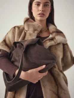 Chocoladebruin - Faux Suede Slouchy Shoulder Bag*Next Hot