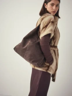 Chocoladebruin - Faux Suede Slouchy Shoulder Bag*Next Hot