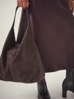 Chocoladebruin - Faux Suede Slouchy Shoulder Bag*Next Hot