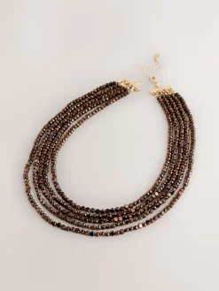 Chocoladebruin - Flat Facetted Bead Graduated Layer Necklace*Next Clearance