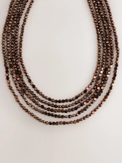 Chocoladebruin - Flat Facetted Bead Graduated Layer Necklace*Next Clearance