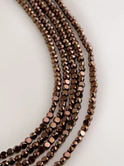 Chocoladebruin - Flat Facetted Bead Graduated Layer Necklace*Next Clearance