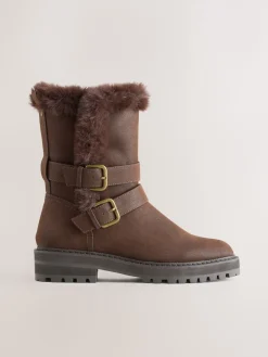 - Forever Comfort® enkellaarzen met dubbele gesp en voering van imitatiebont*Next Online