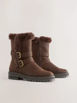 - Forever Comfort® enkellaarzen met dubbele gesp en voering van imitatiebont*Next Online