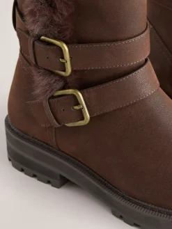 - Forever Comfort® enkellaarzen met dubbele gesp en voering van imitatiebont*Next Online