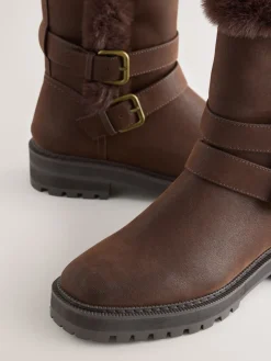 - Forever Comfort® enkellaarzen met dubbele gesp en voering van imitatiebont*Next Online