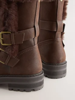 - Forever Comfort® enkellaarzen met dubbele gesp en voering van imitatiebont*Next Online