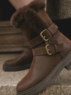 - Forever Comfort® enkellaarzen met dubbele gesp en voering van imitatiebont*Next Online