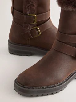 - Forever Comfort® enkellaarzen met dubbele gesp en voering van imitatiebont*Next New