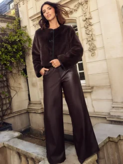- X Lucy Mecklenburgh Faux Leather Tailored Wide Leg Trousers*Friends Like These Hot