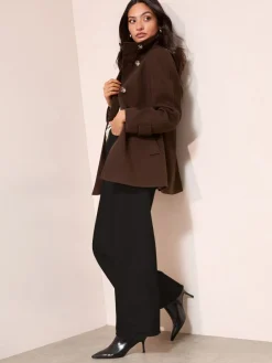 - Funnel Neck Button Front Mid Length Coat*Friends Like These Outlet