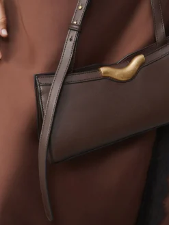Chocoladebruin - Hardware Detail Shoulder Bag*Next Discount