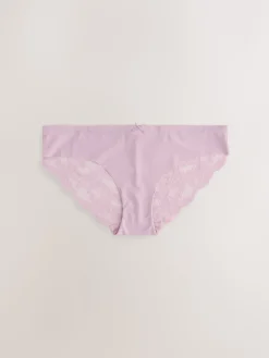 Chocoladebruin / Huidskleur / Mauve / Roze - 3 Niet-aftekenende slips met kanten achterkant*Next Online