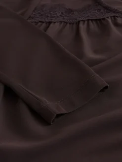 Chocoladebruin - Lace Detail Long Sleeve Top*Next Clearance