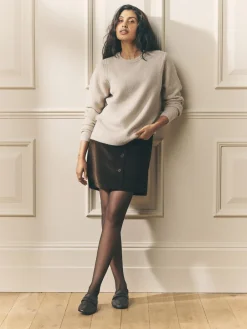 - Dogtooth Check Mini Skirt with Wool*Laura Ashley New