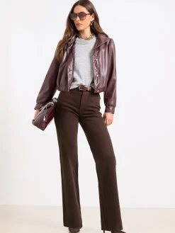 Chocoladebruin - - Jeans met een middelhoge taille en wijde pijpen*Lipsy Hot