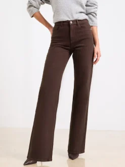 Chocoladebruin - - Jeans met een middelhoge taille en wijde pijpen*Lipsy Hot