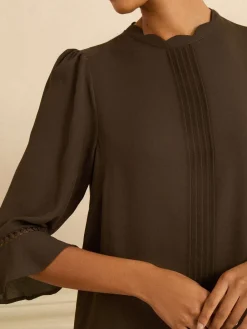 Chocoladebruin - 3/4 blouse met uitlopende mouwen*Love & Roses Sale