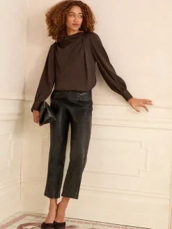 - Lange mouwen Satijn Watervalhals Blouse*Love & Roses Hot