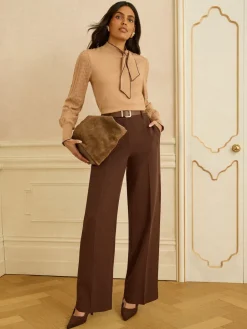 Chocoladebruin - broek met wijde pijpen*Love & Roses Sale