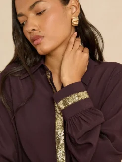 - overhemd met lange mouwen, knoopsluiting en paillettenrand*Love & Roses Online