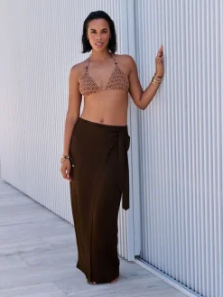 Chocoladebruin - Maxi rok met linnen*Next Best