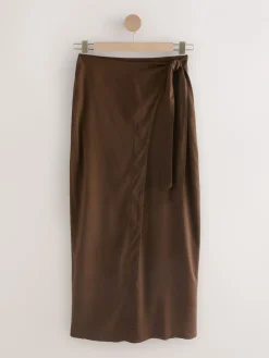 Chocoladebruin - Maxi rok met linnen*Next Best