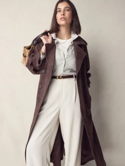 Chocoladebruin - N. Premium riem van Italiaans leer met krokodilleneffect-look*Next Outlet