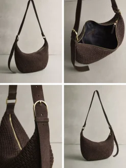Chocoladebruin - N. Premium Suede Sling Weave Schoudertas*Next Hot