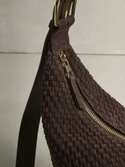 Chocoladebruin - N. Premium Suede Sling Weave Schoudertas*Next Hot