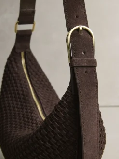 Chocoladebruin - N. Premium Suede Sling Weave Schoudertas*Next Hot