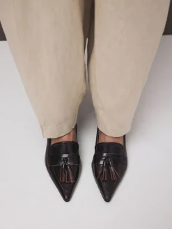 - Premium Leather With Motionflex Point Toe Tassel Heels Loafers*Next Clearance