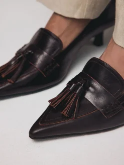 - Premium Leather With Motionflex Point Toe Tassel Heels Loafers*Next Clearance