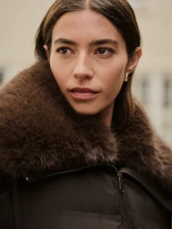 Chocoladebruin - Premium Longline Padded Coat with Faux Fur Collar*Next Best