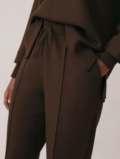 Chocoladebruin - Bernie Premium Interlock Wide-Leg Joggers*Reiss New