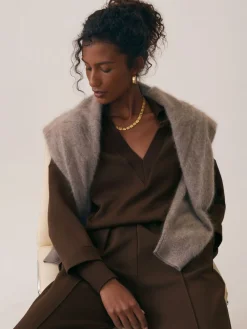 Chocoladebruin - Bernie Premium Interlock Wide-Leg Joggers*Reiss New