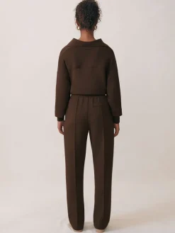 Chocoladebruin - Bernie Premium Interlock Wide-Leg Joggers*Reiss New