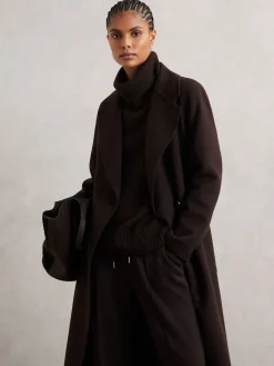 Chocoladebruin - Brooklyn trui met rolkraag van wol-kasjmier*Reiss Discount