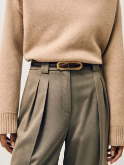 - Chaya smalle leren riem met langwerpige gesp*Reiss Outlet