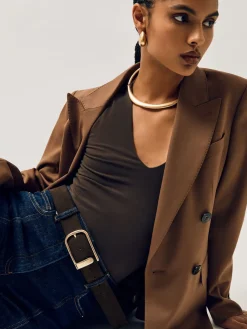 - Iyla leren riem met halve gesp*Reiss Sale